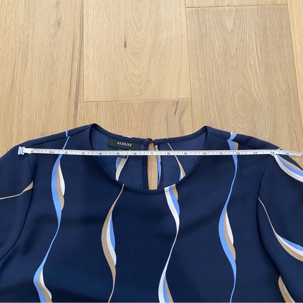 Alfani | Navy Crossover Hem Long Sleeve Blouse NWT - Picture 8 of 12